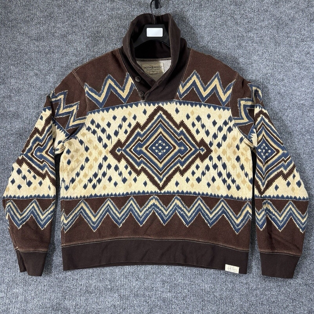 Ralph‎ Lauren Denim & Supply Sweater Mens XL Southwestern Aztec Shawl Collar